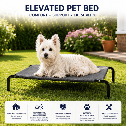 Elevated dog bed raised pet - bed,