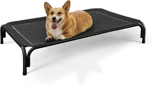 Raised dog bed dark - raised, grey